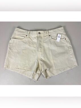 Old‎ Navy High-Rise Slouchy Straight Denim Shorts Cream Off-White Raw Hem 12 NEW